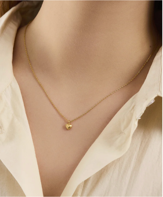 Solid Heart Gold Necklace