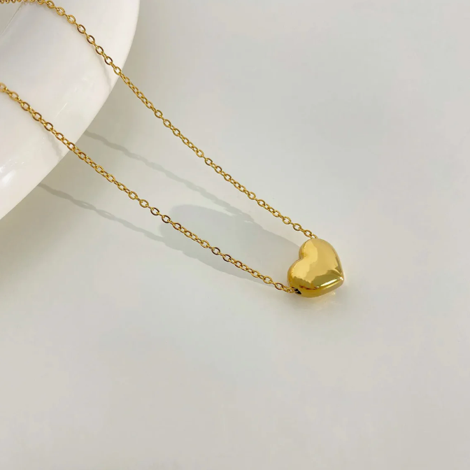 Solid Heart Gold Necklace